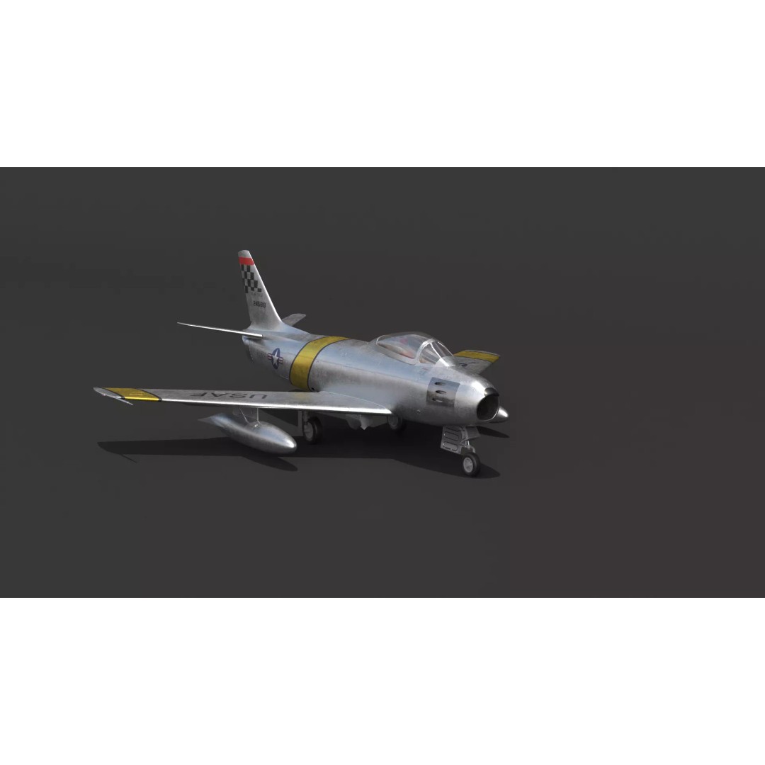 F-86 Sabre 3D Model – Low Poly Military Aircraft, FBX, PBR - View 17