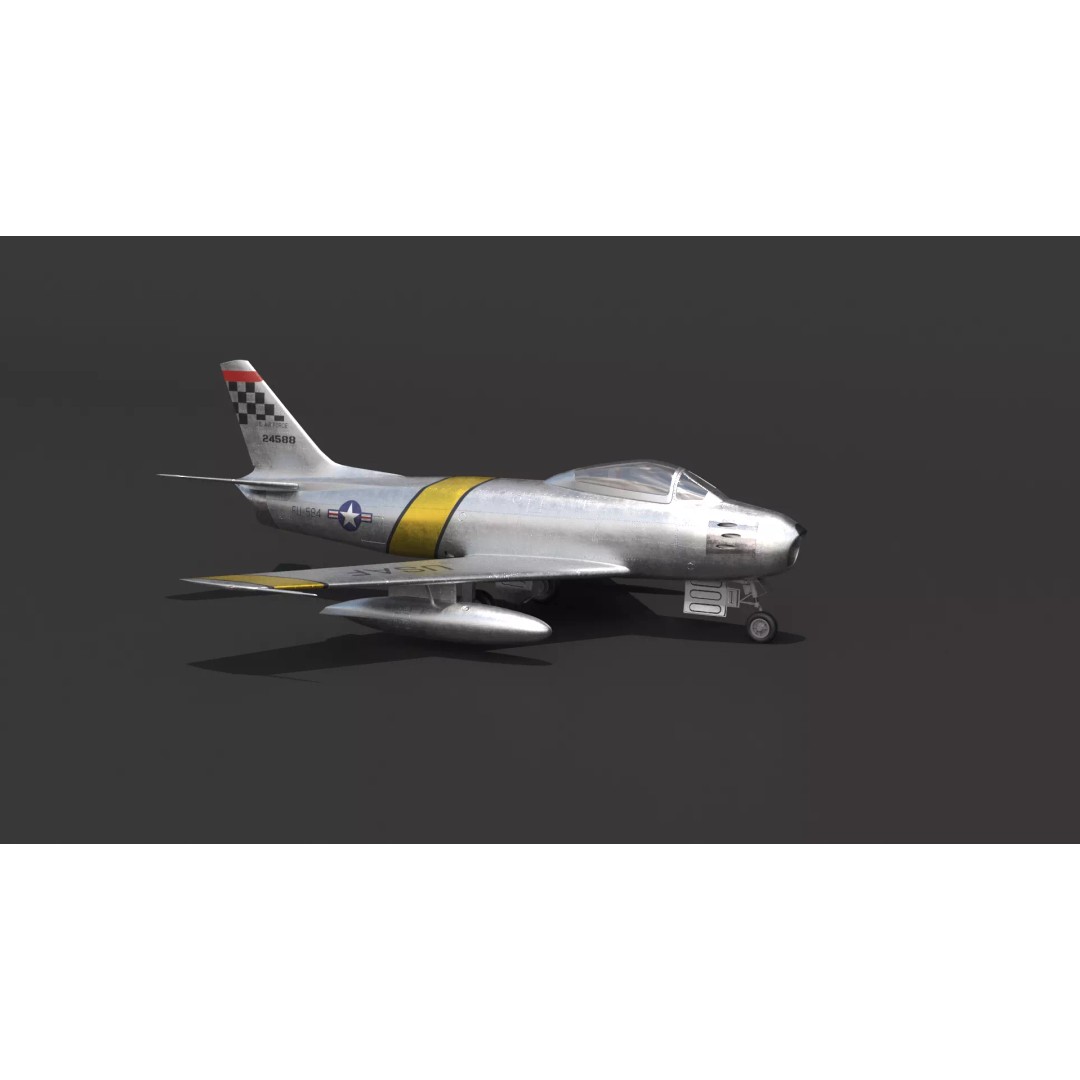 F-86 Sabre 3D Model – Low Poly Military Aircraft, FBX, PBR - View 18