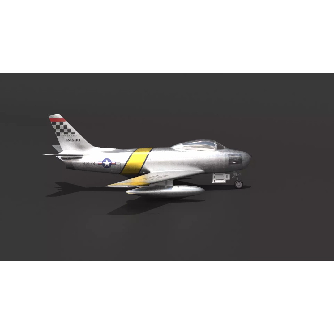 F-86 Sabre 3D Model – Low Poly Military Aircraft, FBX, PBR - View 19
