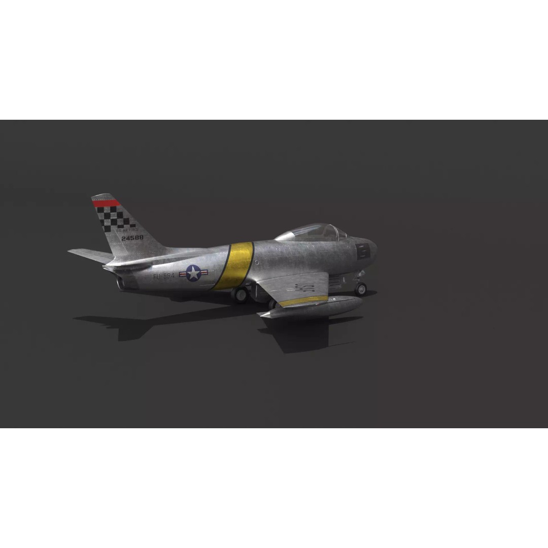 F-86 Sabre 3D Model – Low Poly Military Aircraft, FBX, PBR - View 20