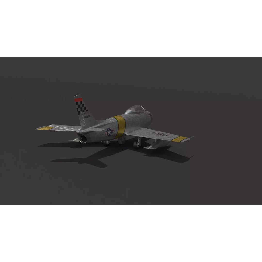 F-86 Sabre 3D Model – Low Poly Military Aircraft, FBX, PBR - View 21