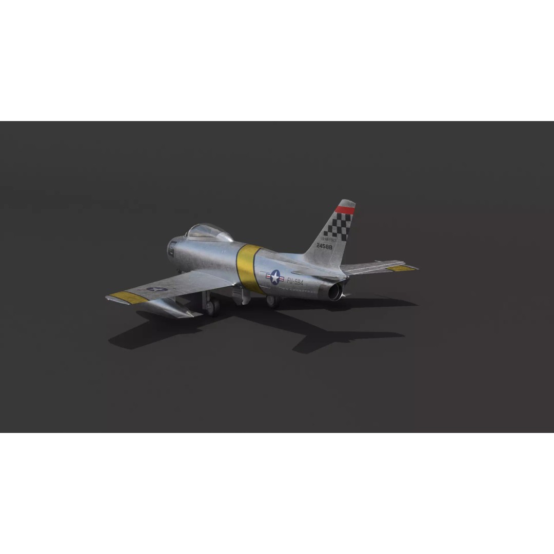F-86 Sabre 3D Model – Low Poly Military Aircraft, FBX, PBR - View 23
