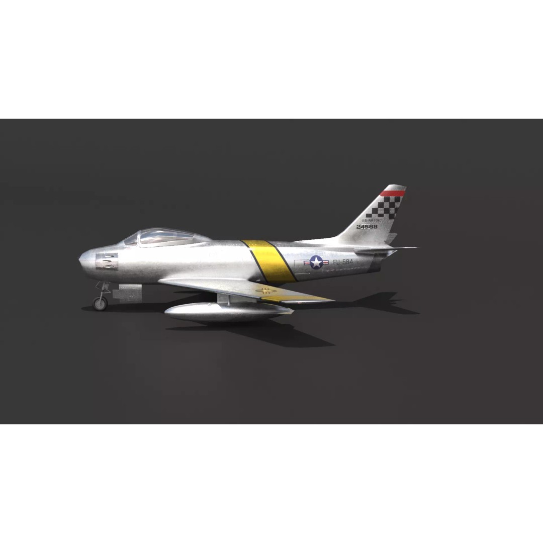 F-86 Sabre 3D Model – Low Poly Military Aircraft, FBX, PBR - View 25