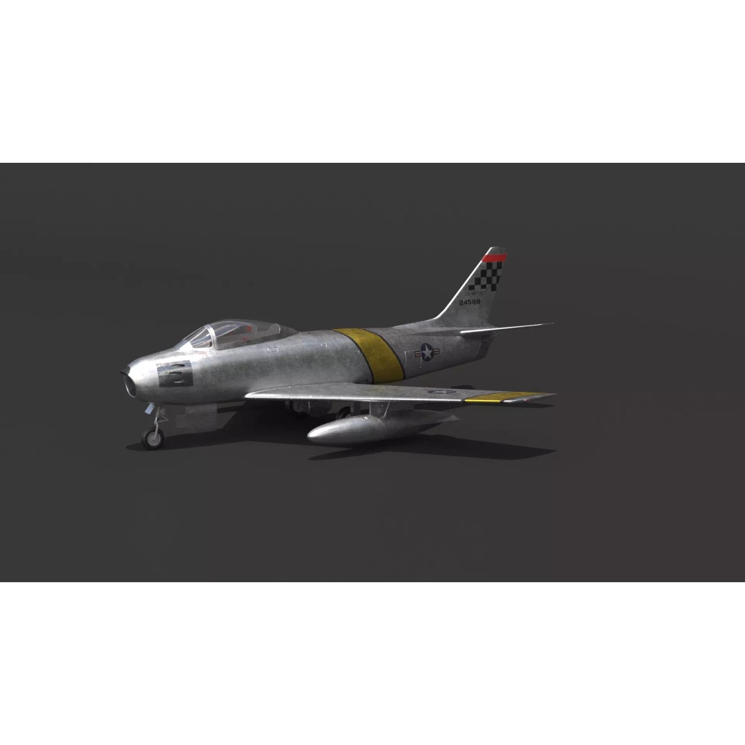 F-86 Sabre 3D Model – Low Poly Military Aircraft, FBX, PBR - View 26