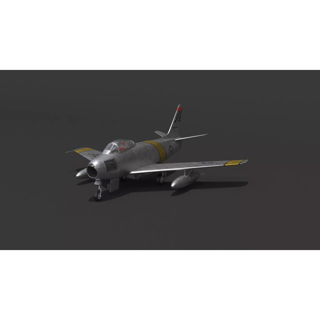 F-86 Sabre 3D Model – Low Poly Military Aircraft, FBX, PBR - View 27