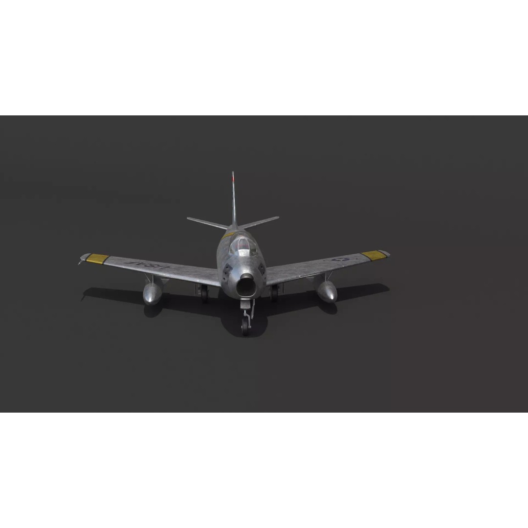 F-86 Sabre 3D Model – Low Poly Military Aircraft, FBX, PBR - View 28