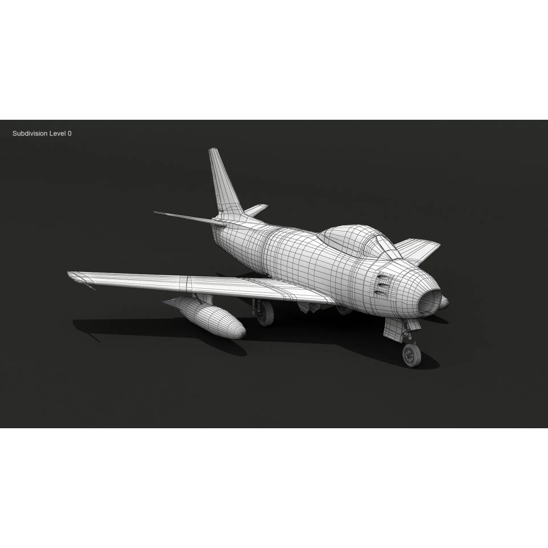 F-86 Sabre 3D Model – Low Poly Military Aircraft, FBX, PBR - View 29
