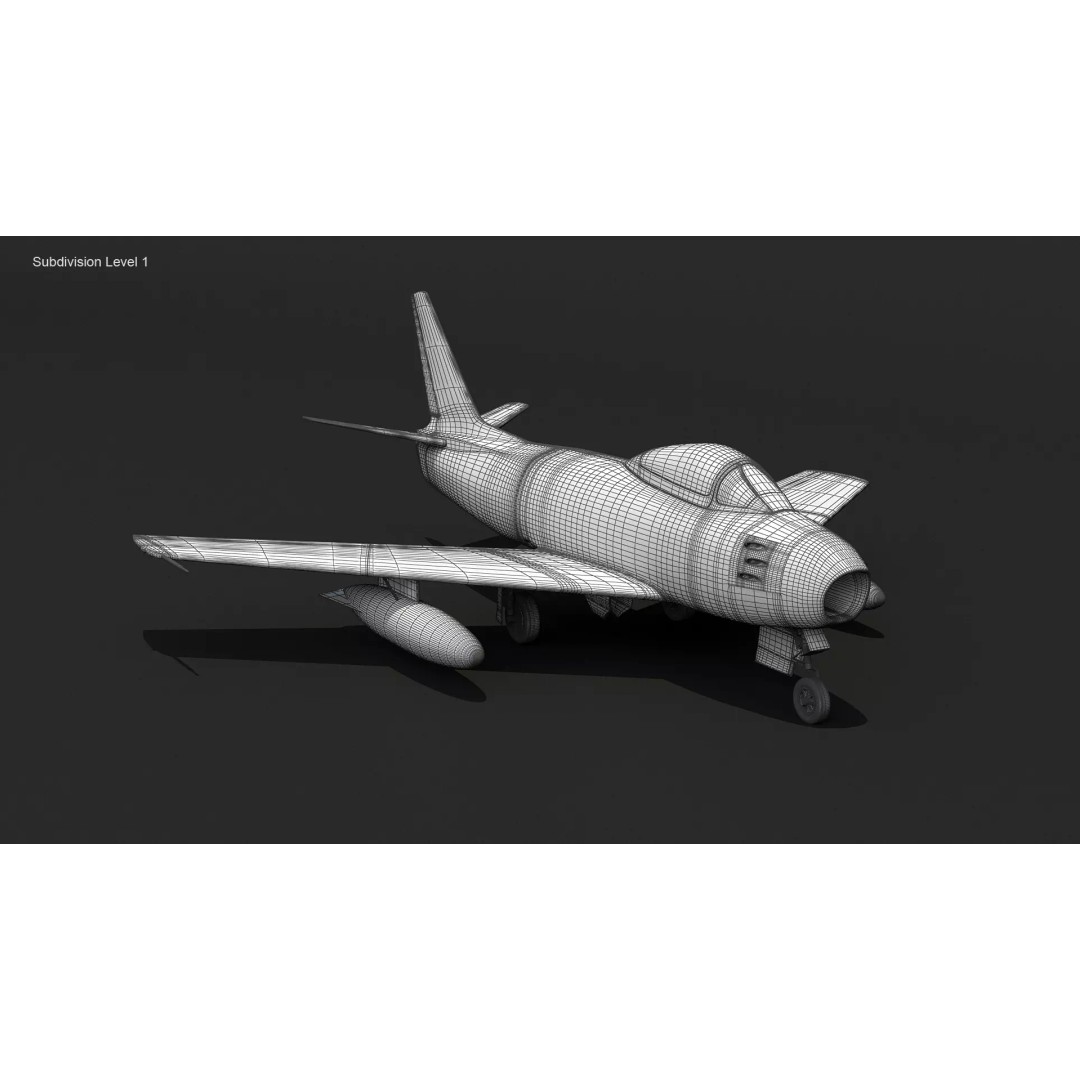 F-86 Sabre 3D Model – Low Poly Military Aircraft, FBX, PBR - View 30