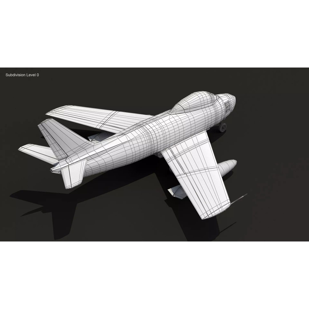 F-86 Sabre 3D Model – Low Poly Military Aircraft, FBX, PBR - View 31