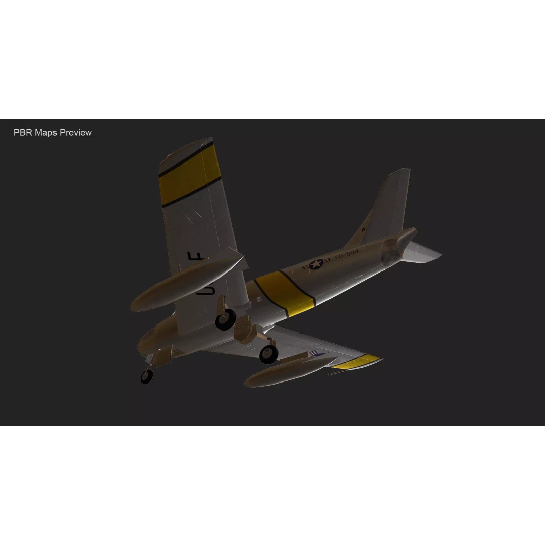 F-86 Sabre 3D Model – Low Poly Military Aircraft, FBX, PBR - View 36