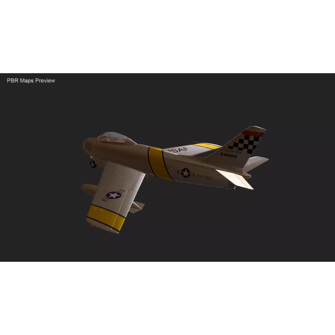 F-86 Sabre 3D Model – Low Poly Military Aircraft, FBX, PBR - View 37