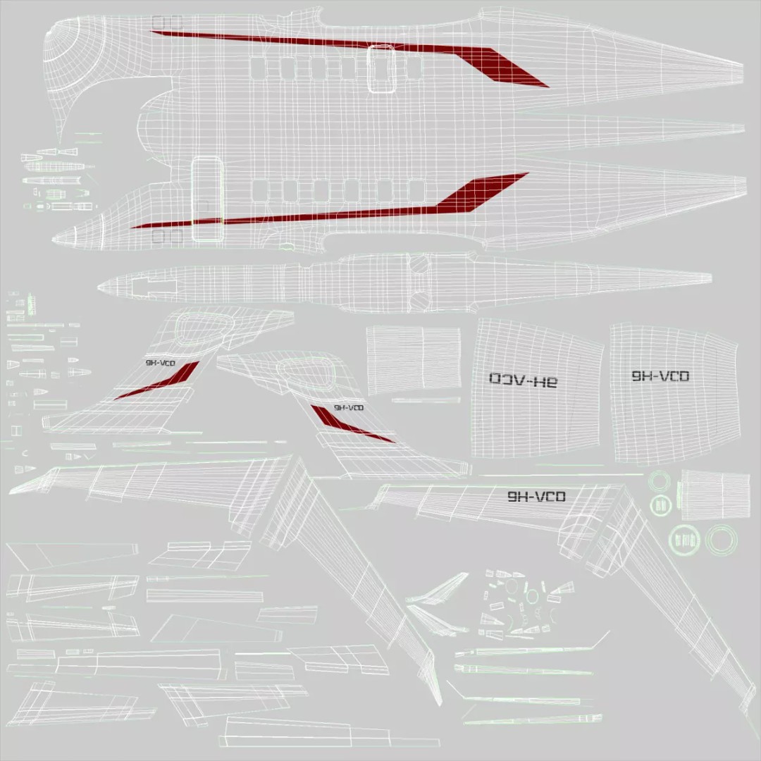 Challenger 350 3D Model – High Poly Aircraft, FBX, Game Ready