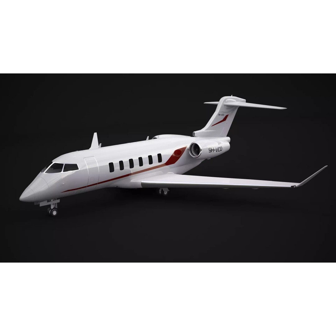 Challenger 350 3D Model – High Poly Aircraft, FBX, Game Ready - View 2