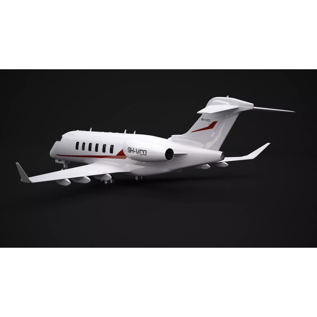 Challenger 350 3D Model – High Poly Aircraft, FBX, Game Ready - View 4