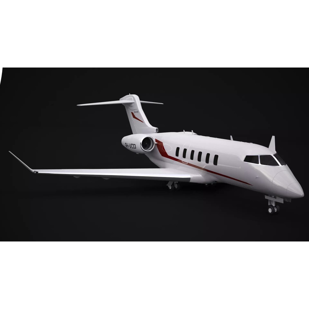 Challenger 350 3D Model – High Poly Aircraft, FBX, Game Ready - View 5