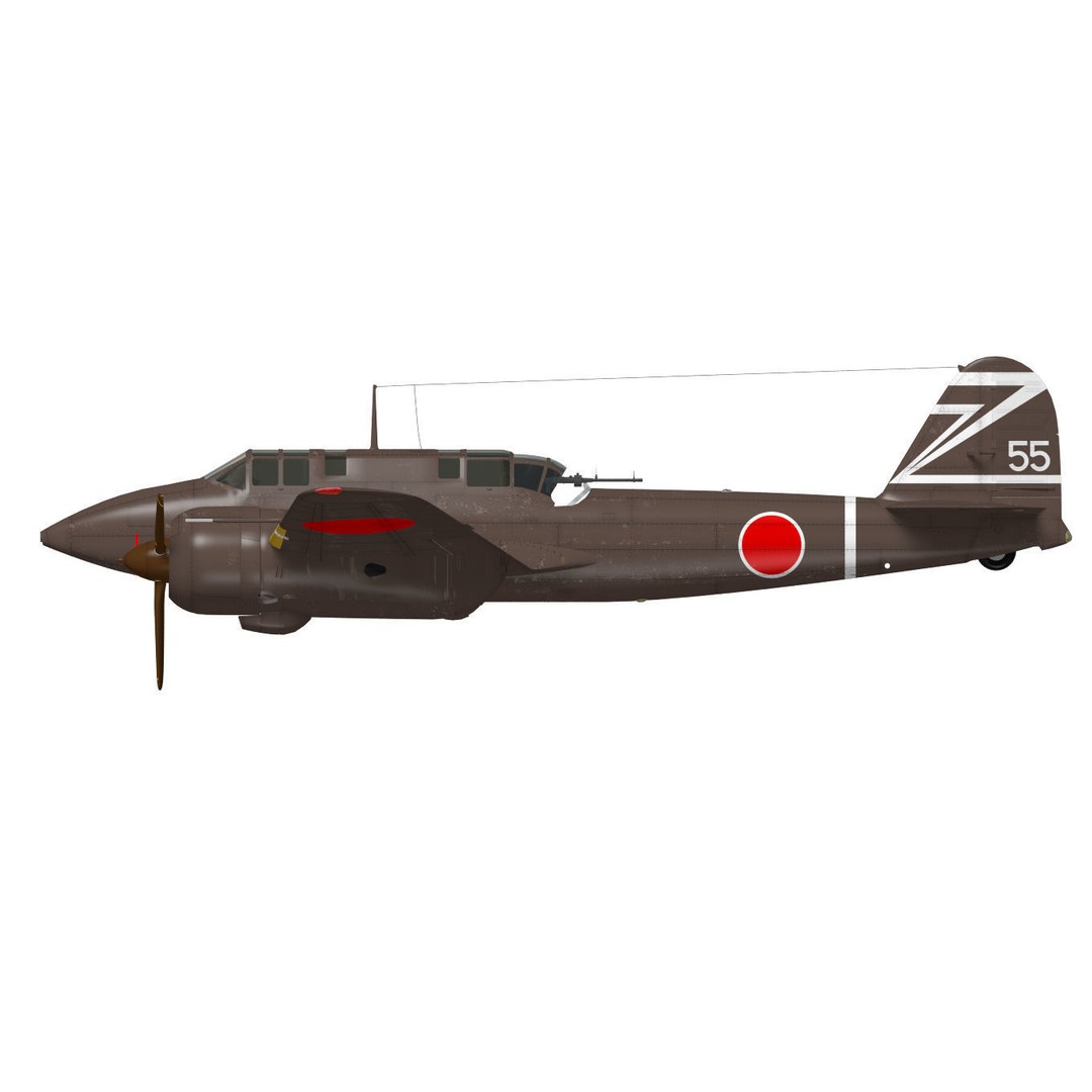 Kawasaki Ki-45 Kai Toryu 3D Model – High Poly Military Aircraft, FBX - View 10