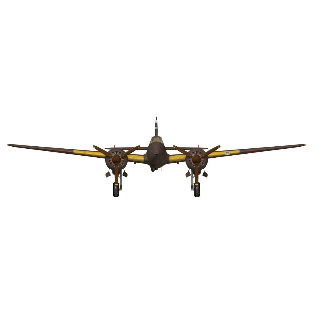 Kawasaki Ki-45 Kai Toryu 3D Model – High Poly Military Aircraft, FBX - View 12
