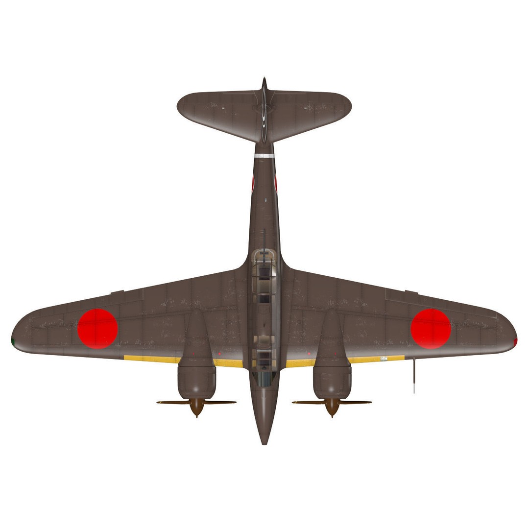 Kawasaki Ki-45 Kai Toryu 3D Model – High Poly Military Aircraft, FBX - View 13