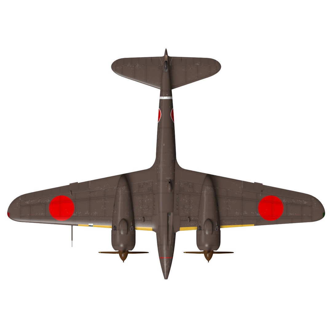 Kawasaki Ki-45 Kai Toryu 3D Model – High Poly Military Aircraft, FBX - View 14