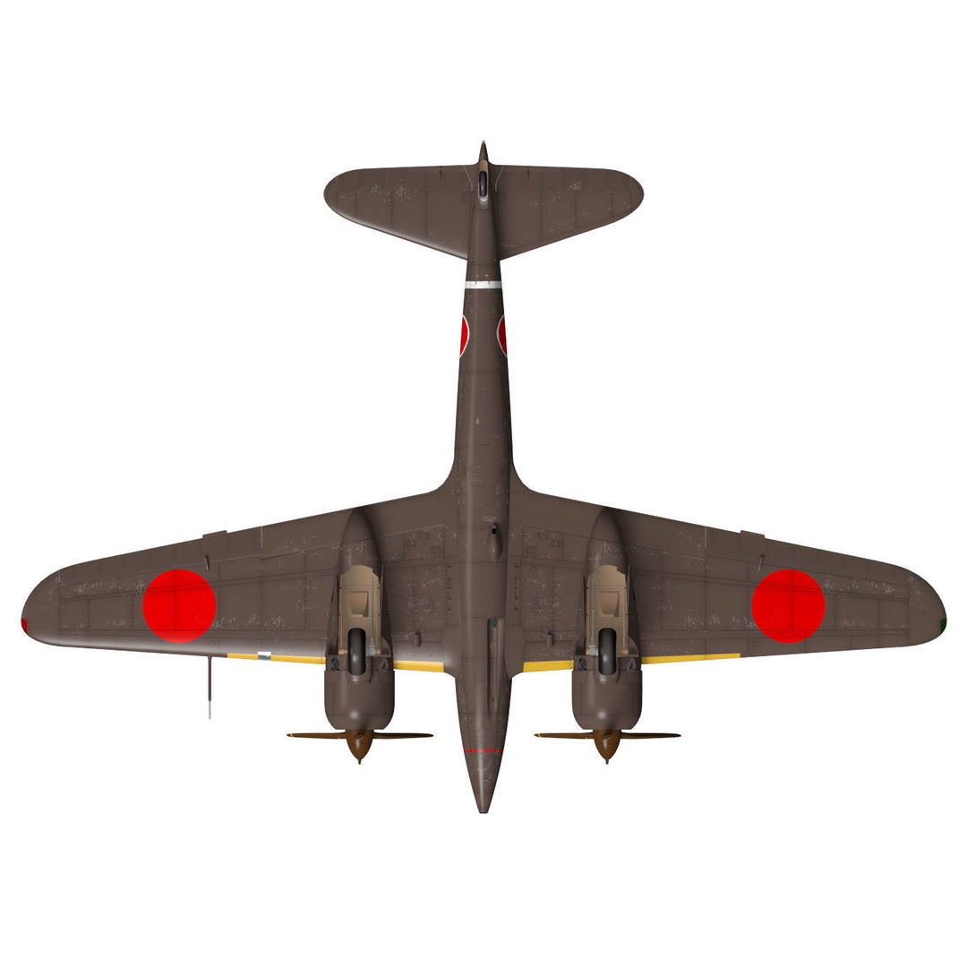 Kawasaki Ki-45 Kai Toryu 3D Model – High Poly Military Aircraft, FBX - View 15