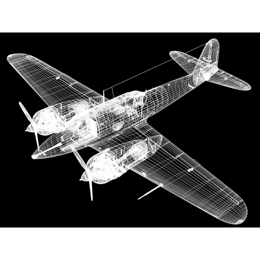 Kawasaki Ki-45 Kai Toryu 3D Model – High Poly Military Aircraft, FBX - View 16