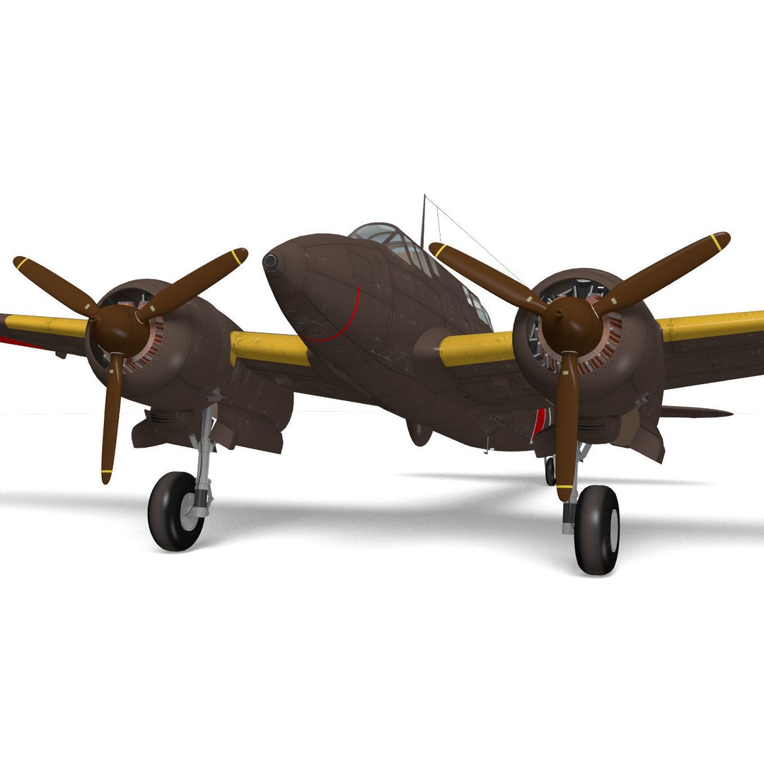 Kawasaki Ki-45 Kai Toryu 3D Model – High Poly Military Aircraft, FBX - View 9