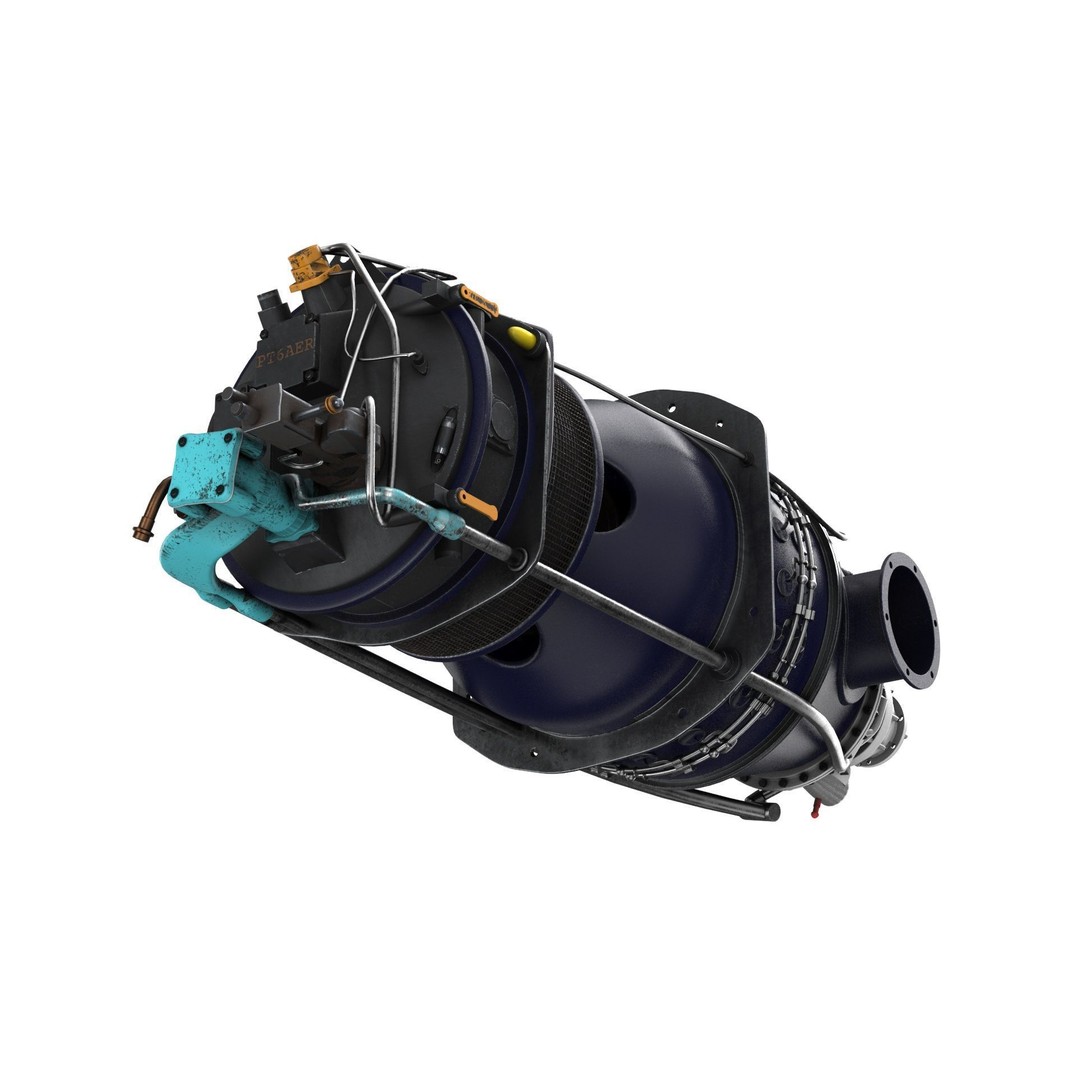 Pratt and Whitney Canada PT6 Engine 3D Model – PBR Game-Ready, FBX, OBJ - View 11