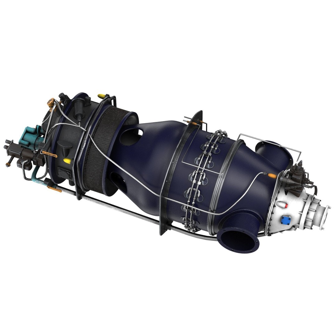 Pratt and Whitney Canada PT6 Engine 3D Model – PBR Game-Ready, FBX, OBJ - View 12