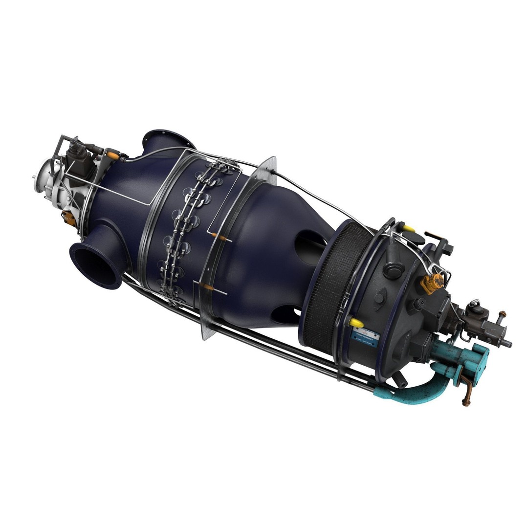 Pratt and Whitney Canada PT6 Engine 3D Model – PBR Game-Ready, FBX, OBJ - View 13