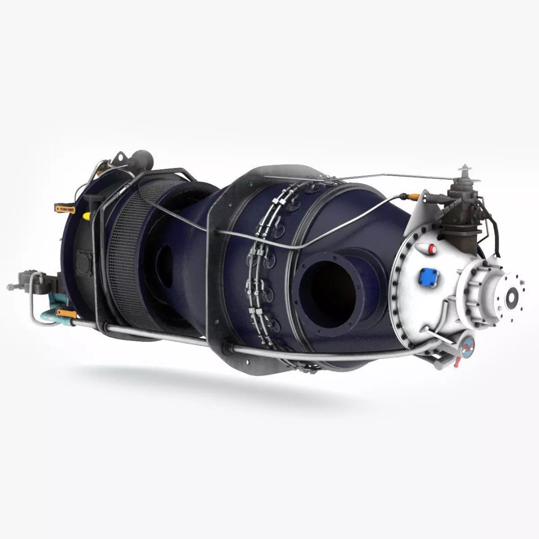 Pratt and Whitney Canada PT6 Engine 3D Model – PBR Game-Ready, FBX, OBJ - View 2