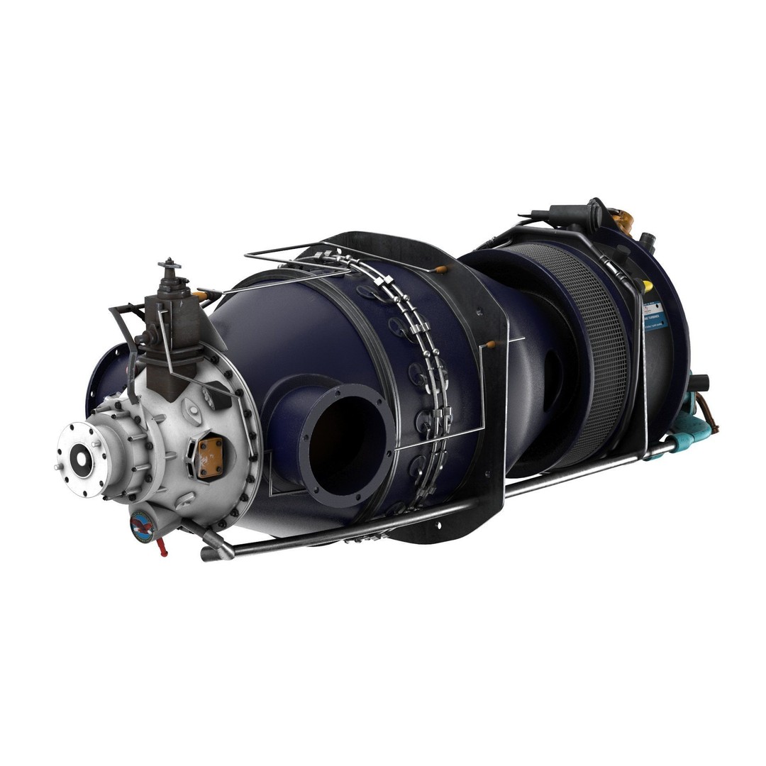 Pratt and Whitney Canada PT6 Engine 3D Model – PBR Game-Ready, FBX, OBJ - View 3