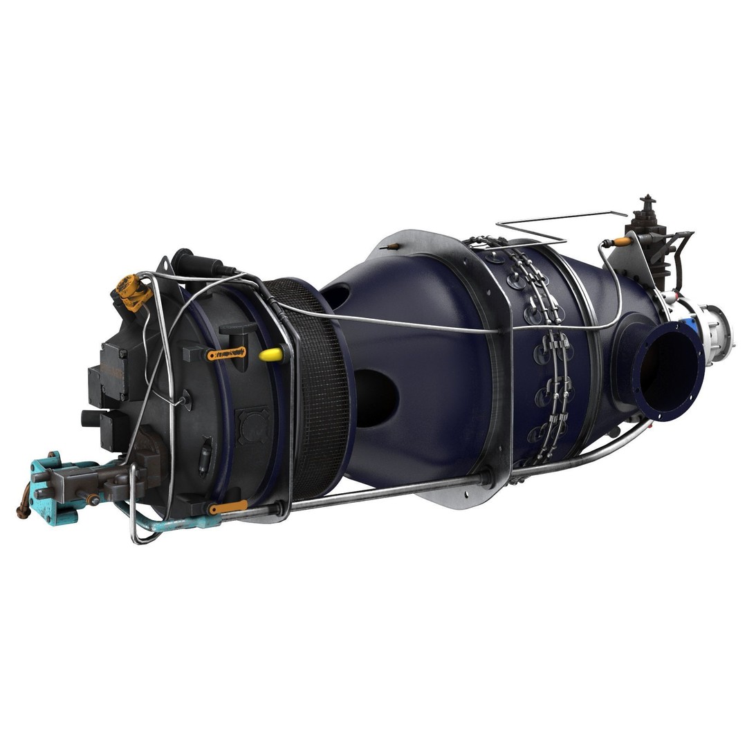 Pratt and Whitney Canada PT6 Engine 3D Model – PBR Game-Ready, FBX, OBJ - View 5