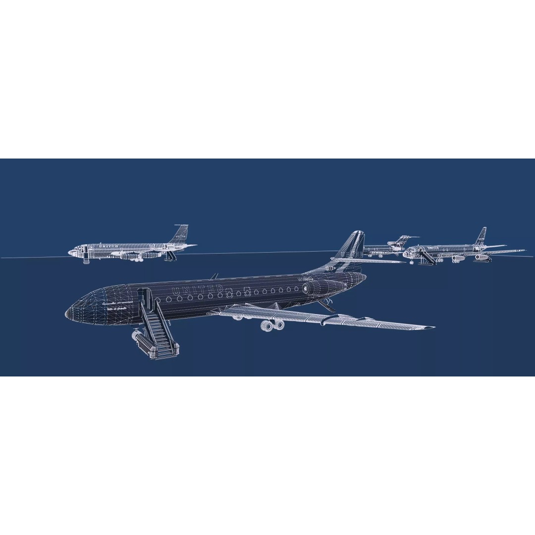 DC-8-62H 3D Model – Detailed Aircraft with Interior, FBX, OBJ