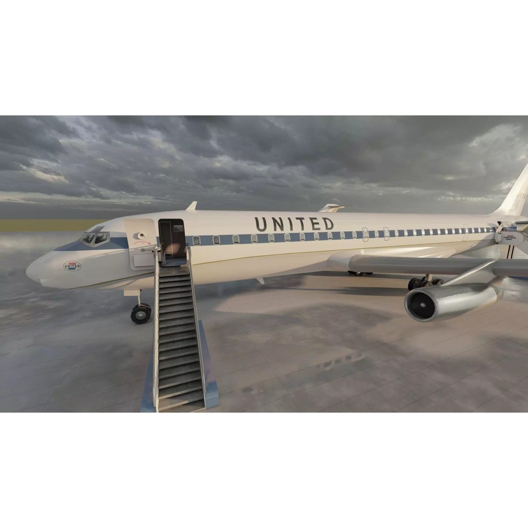 DC-8-62H 3D Model – Detailed Aircraft with Interior, FBX, OBJ - View 37