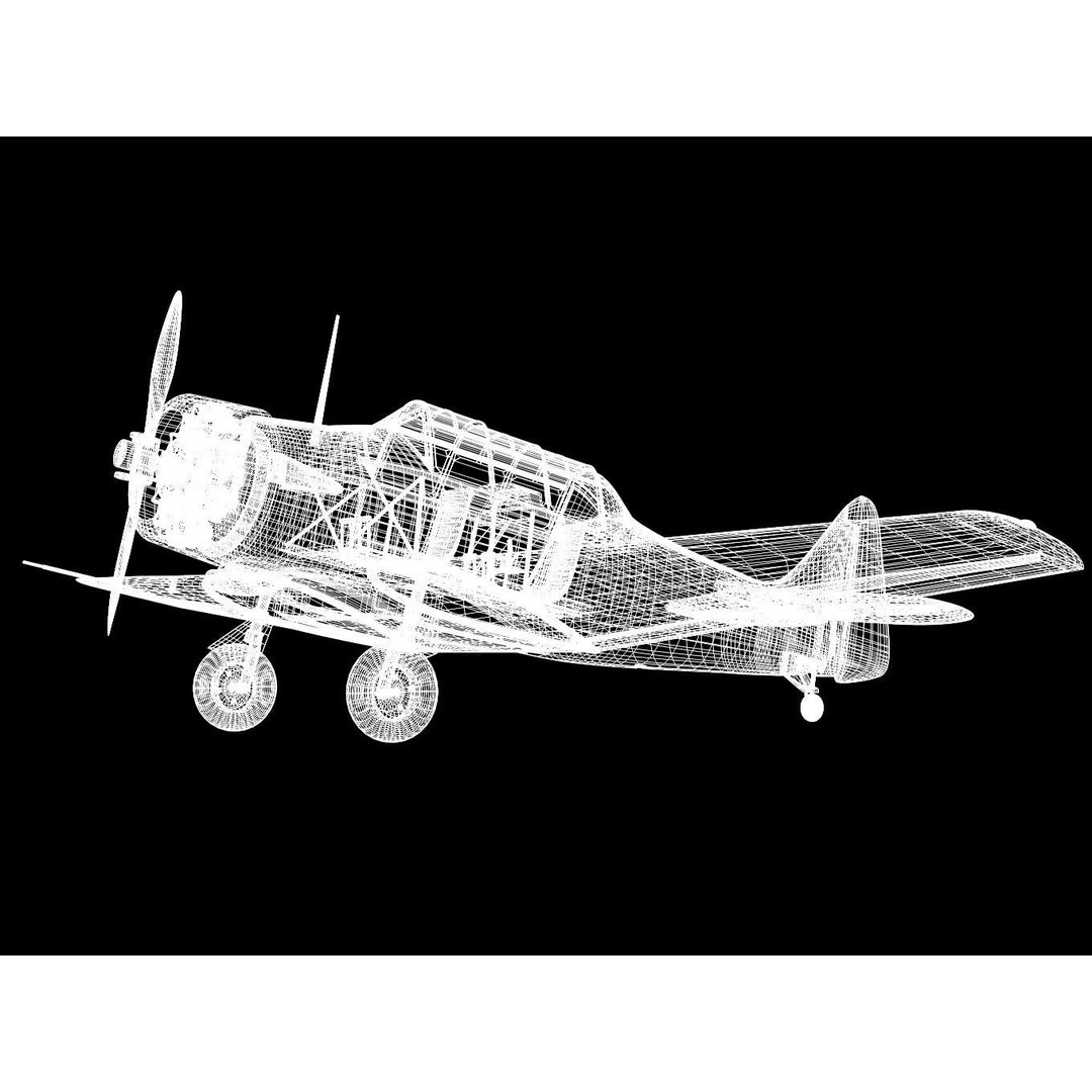 T-6 Texan 3D Model – High Poly Military Trainer Aircraft, FBX