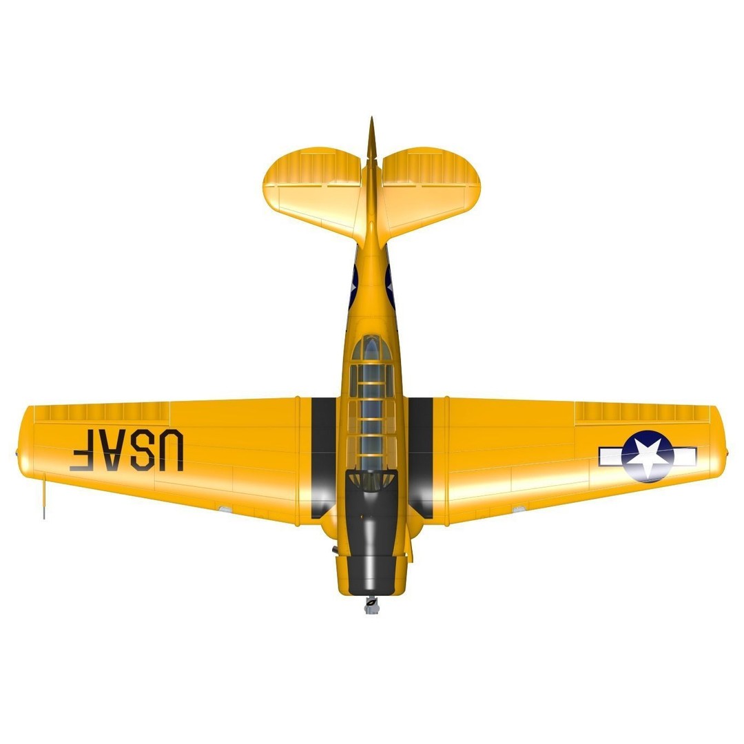 T-6 Texan 3D Model – High Poly Military Trainer Aircraft, FBX - View 12