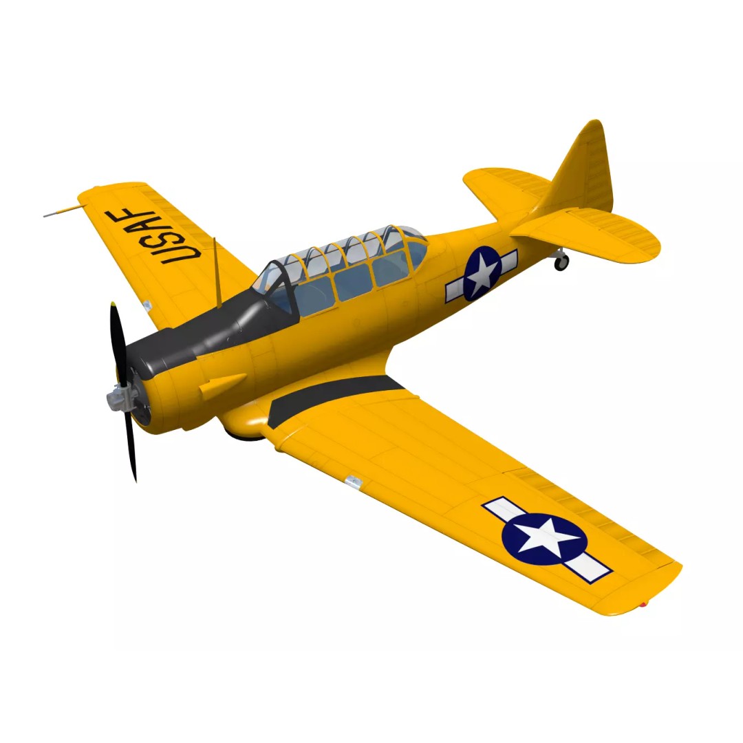 T-6 Texan 3D Model – High Poly Military Trainer Aircraft, FBX - View 2
