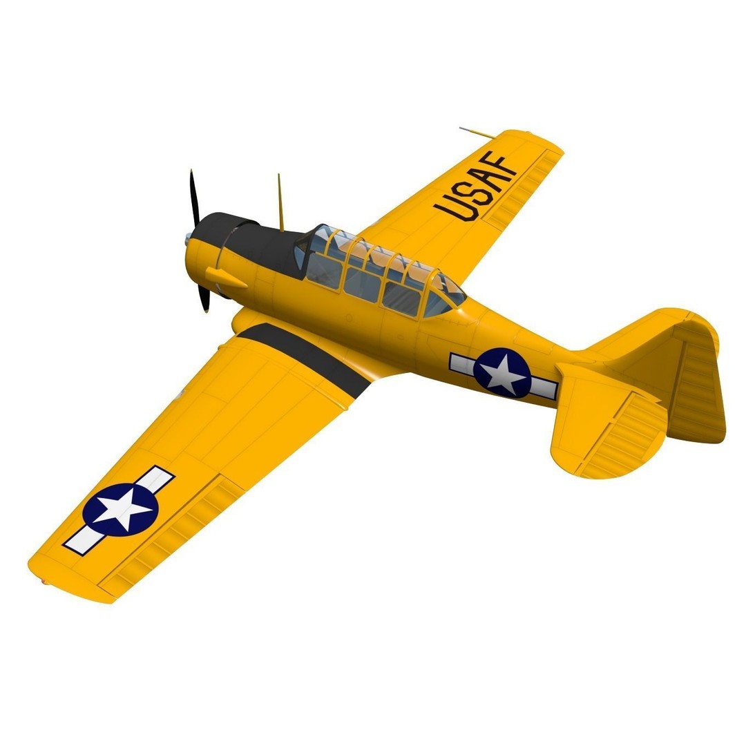 T-6 Texan 3D Model – High Poly Military Trainer Aircraft, FBX - View 3