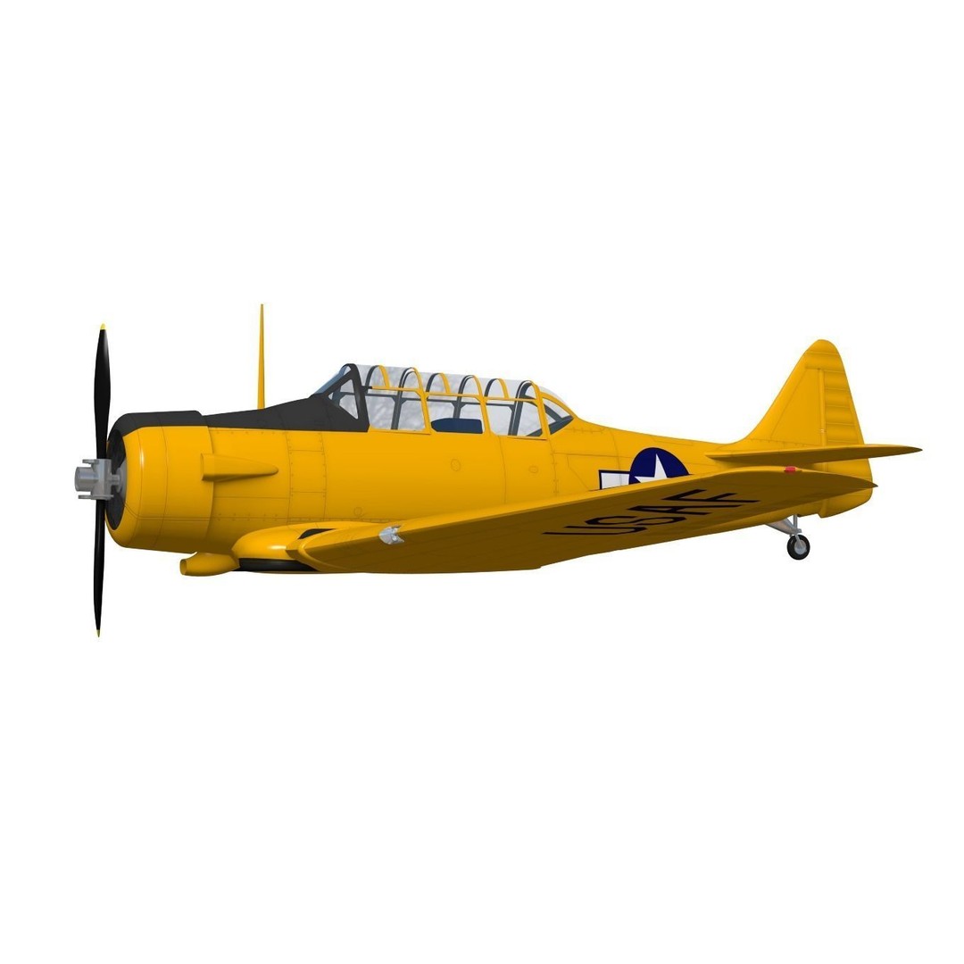 T-6 Texan 3D Model – High Poly Military Trainer Aircraft, FBX - View 4