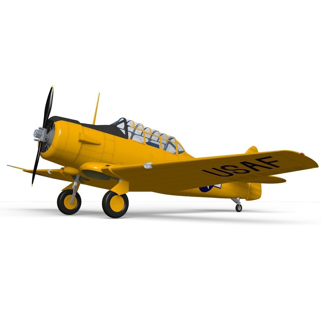 T-6 Texan 3D Model – High Poly Military Trainer Aircraft, FBX - View 5