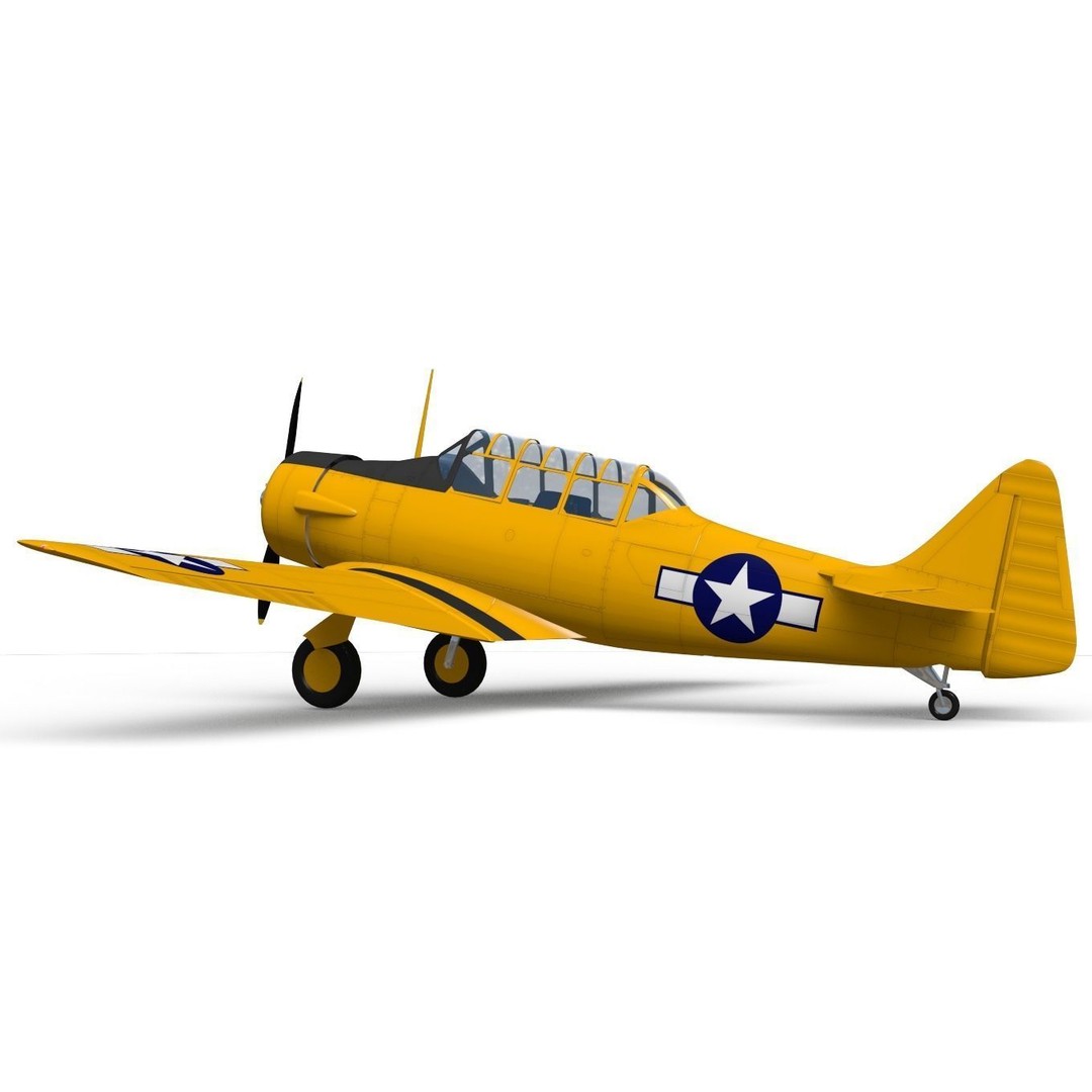 T-6 Texan 3D Model – High Poly Military Trainer Aircraft, FBX - View 6