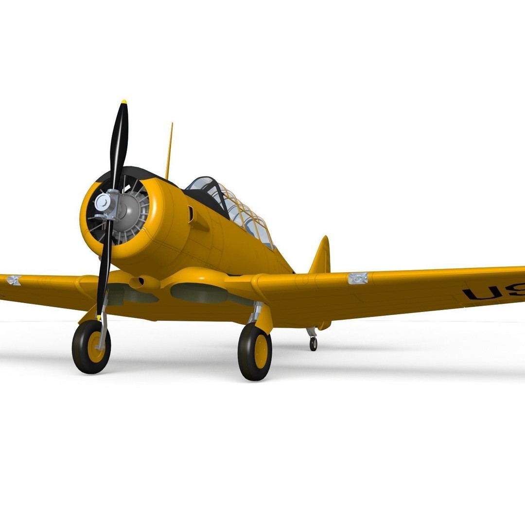 T-6 Texan 3D Model – High Poly Military Trainer Aircraft, FBX - View 7