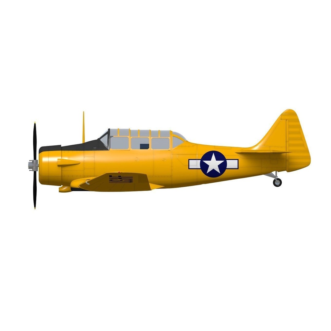T-6 Texan 3D Model – High Poly Military Trainer Aircraft, FBX - View 9