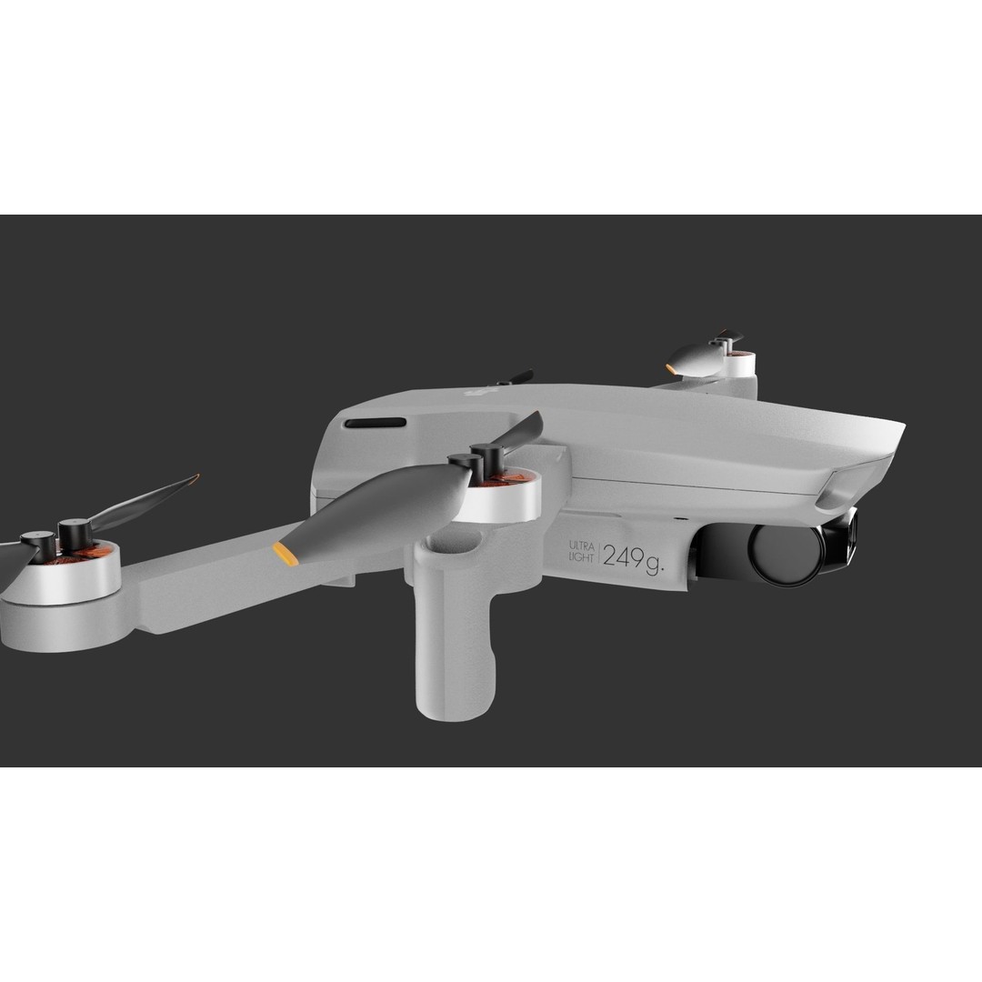 Dji Mini 2 3D Model – PBR Game-Ready Drone Asset, FBX/OBJ - View 4