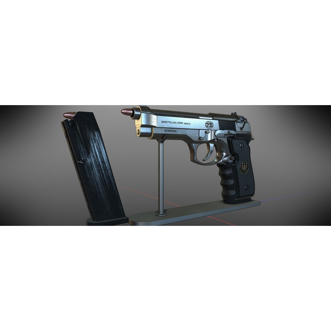 M9 Parabellum 3D Model – Subdivision Ready Game Asset, FBX/OBJ