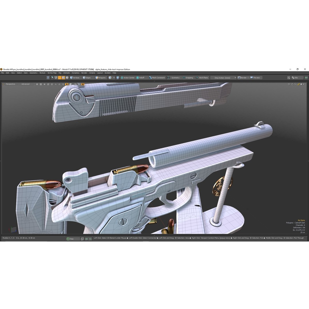 M9 Parabellum 3D Model – Subdivision Ready Game Asset, FBX/OBJ - View 10