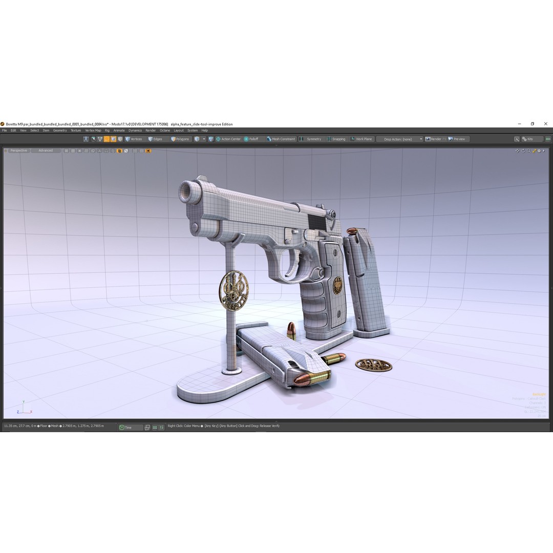 M9 Parabellum 3D Model – Subdivision Ready Game Asset, FBX/OBJ - View 15