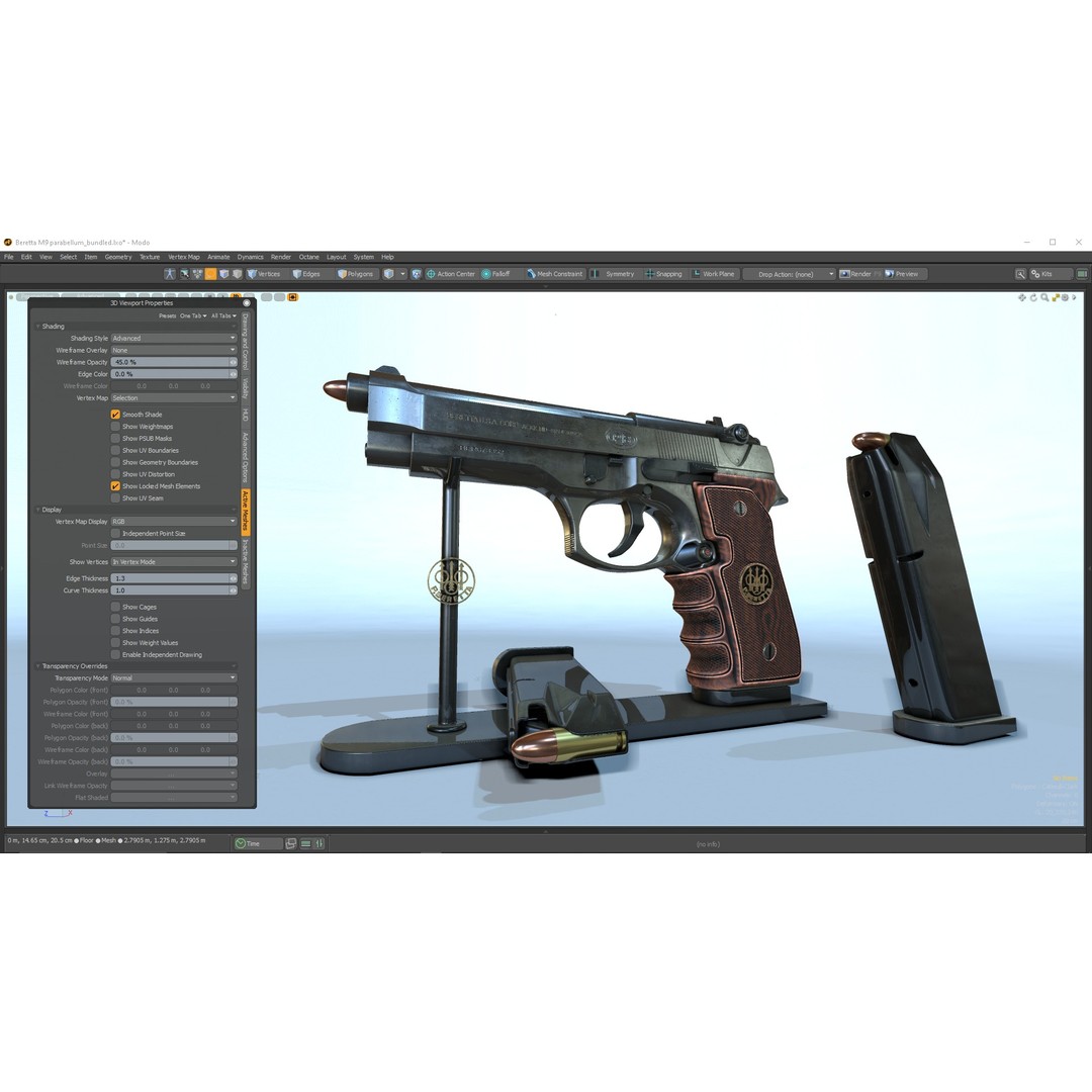 M9 Parabellum 3D Model – Subdivision Ready Game Asset, FBX/OBJ - View 17