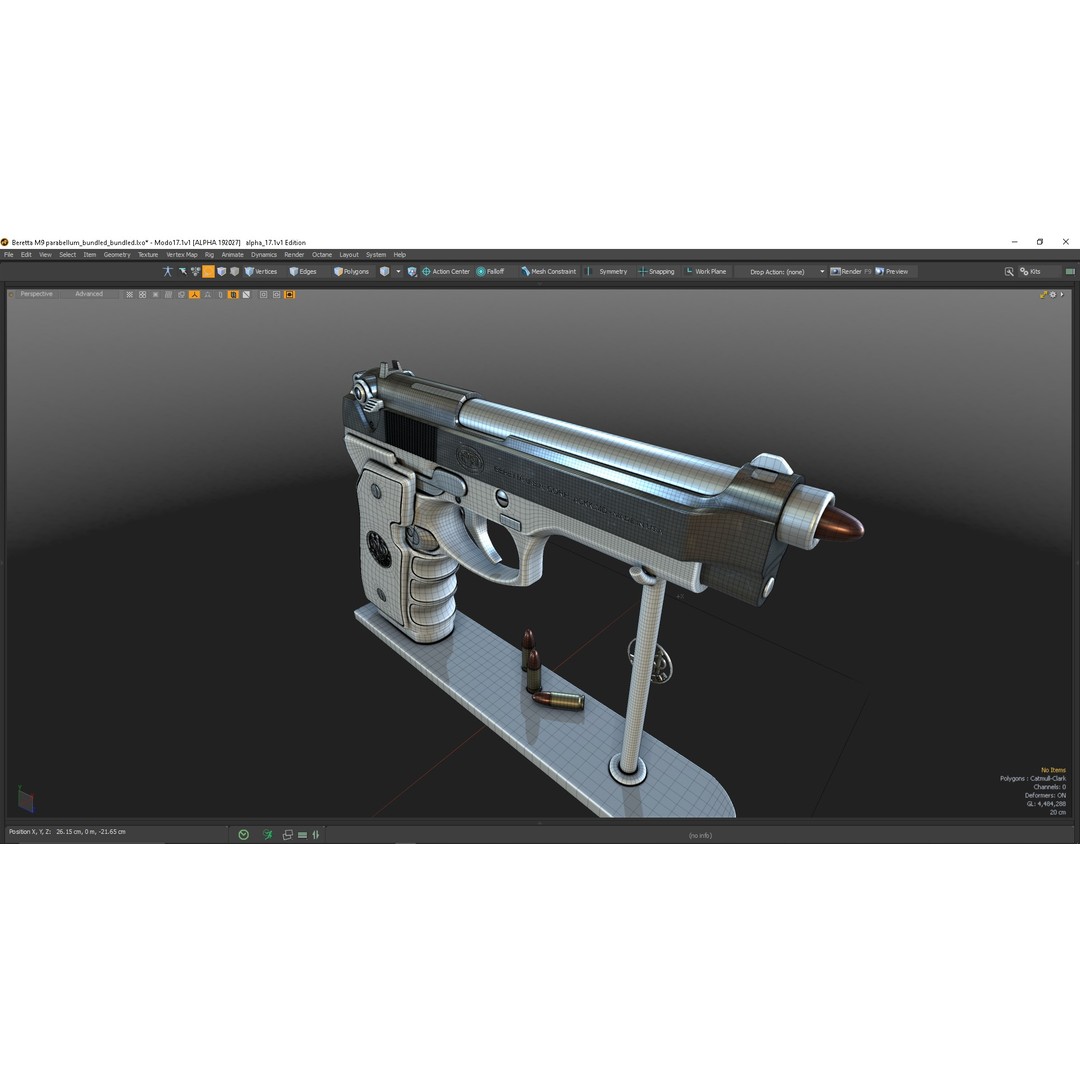 M9 Parabellum 3D Model – Subdivision Ready Game Asset, FBX/OBJ - View 20