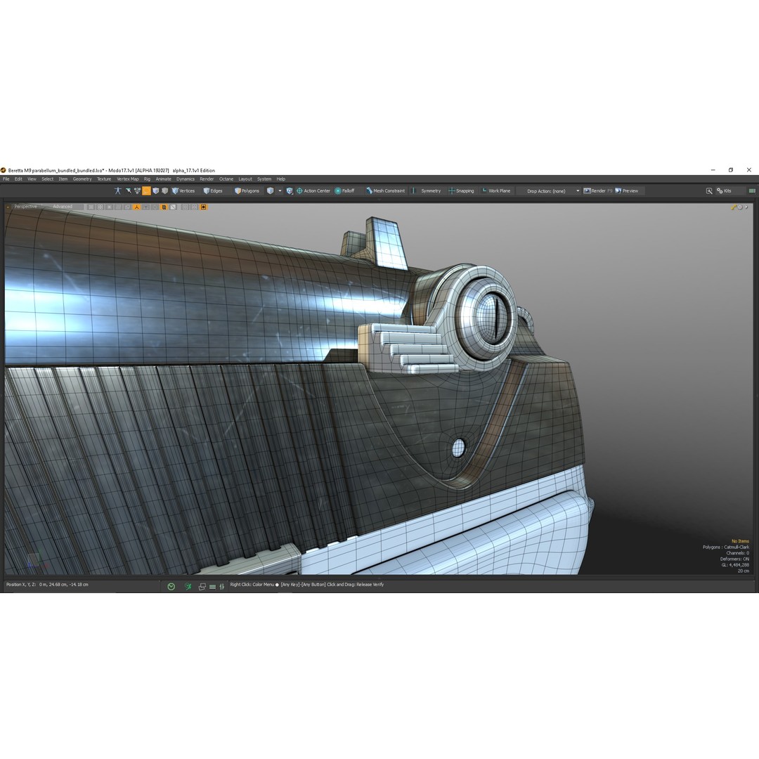 M9 Parabellum 3D Model – Subdivision Ready Game Asset, FBX/OBJ - View 22
